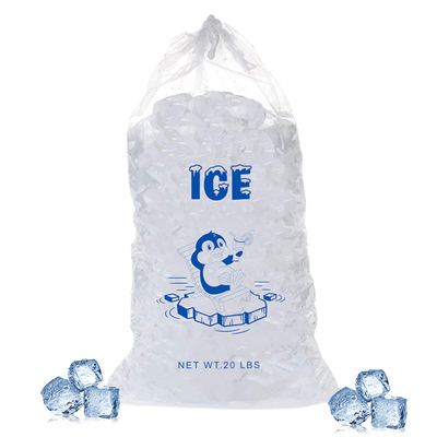 qualité  20lb LDPE Durable Plastic Ice Bags Heat seal With Drawstring Closure usine