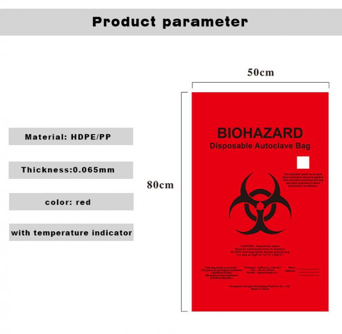 Sachets en plastique autoclavables de Biohazard de pp avec l'indicateur