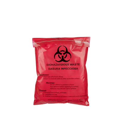 Les déchets de Convinent 2 Mil Stick-On Biohazard Red Medical mettent en sac 28 x 38 cm