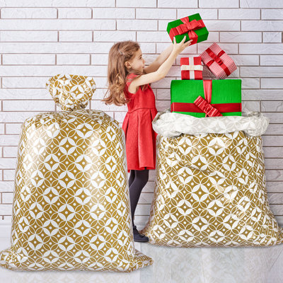 Modèle fait sur commande d'or sac actuel en plastique enorme de 56 pouces pour Chirstmas