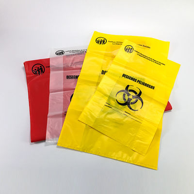 Sac jetable d'autoclave de Biohazard de HDPE, sacs médicaux jaunes d'élimination des déchets