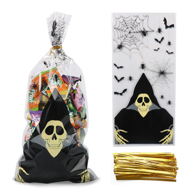Sac squelettique 150pcs de festin de cellophane de Halloween pour des enfants